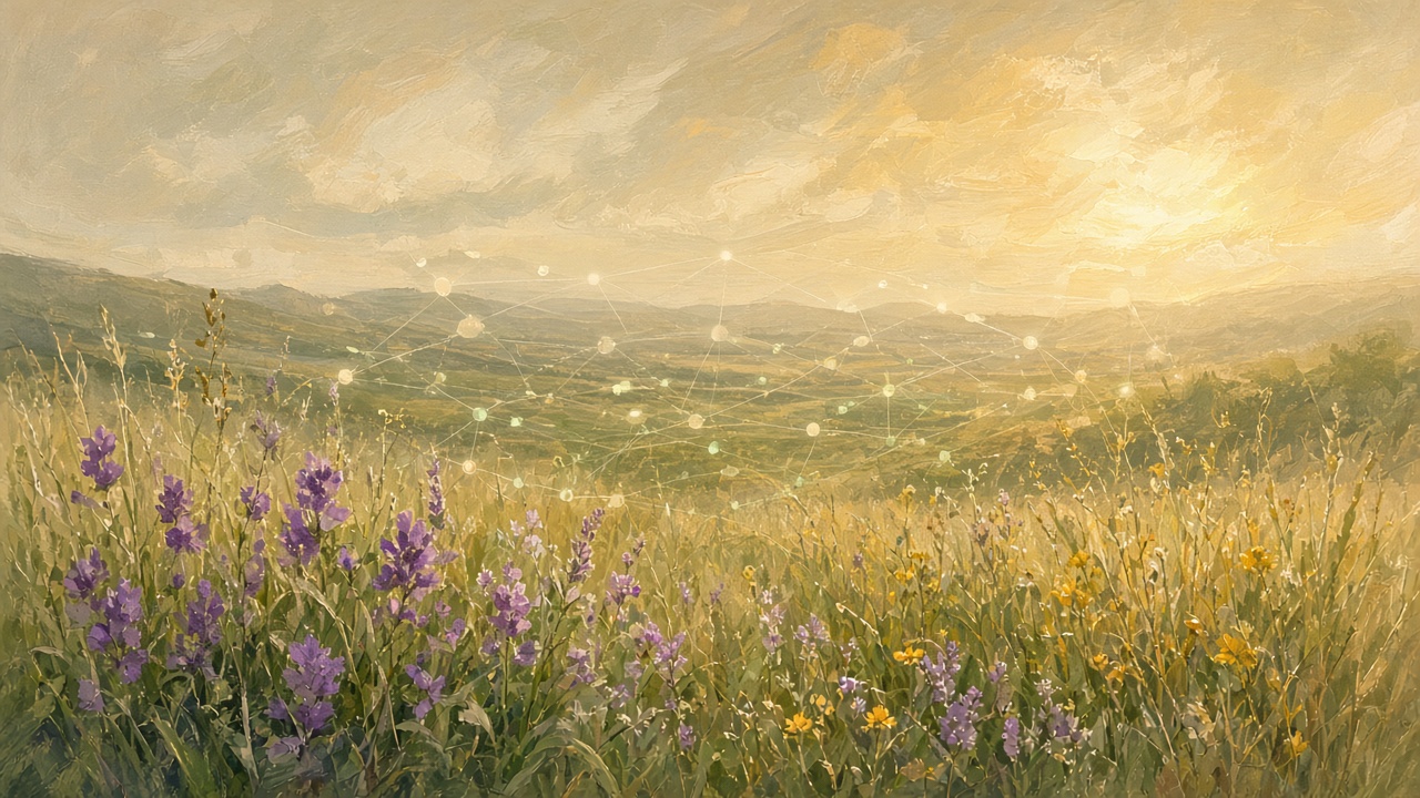 Painted constellation light for a pure Rust alternative for DirectXTex, wildflower meadow with soft mesh lights at dawn