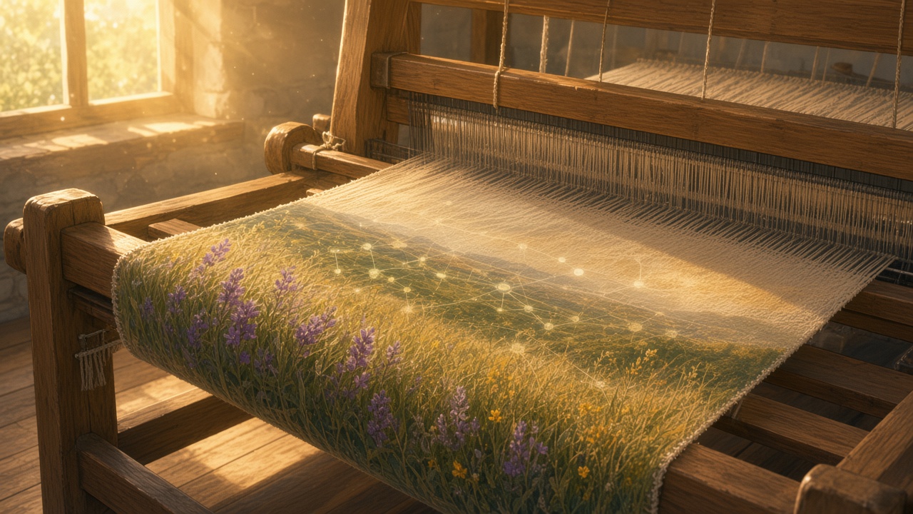 Painted loom weaving soft patterned cloth that looks like game terrain