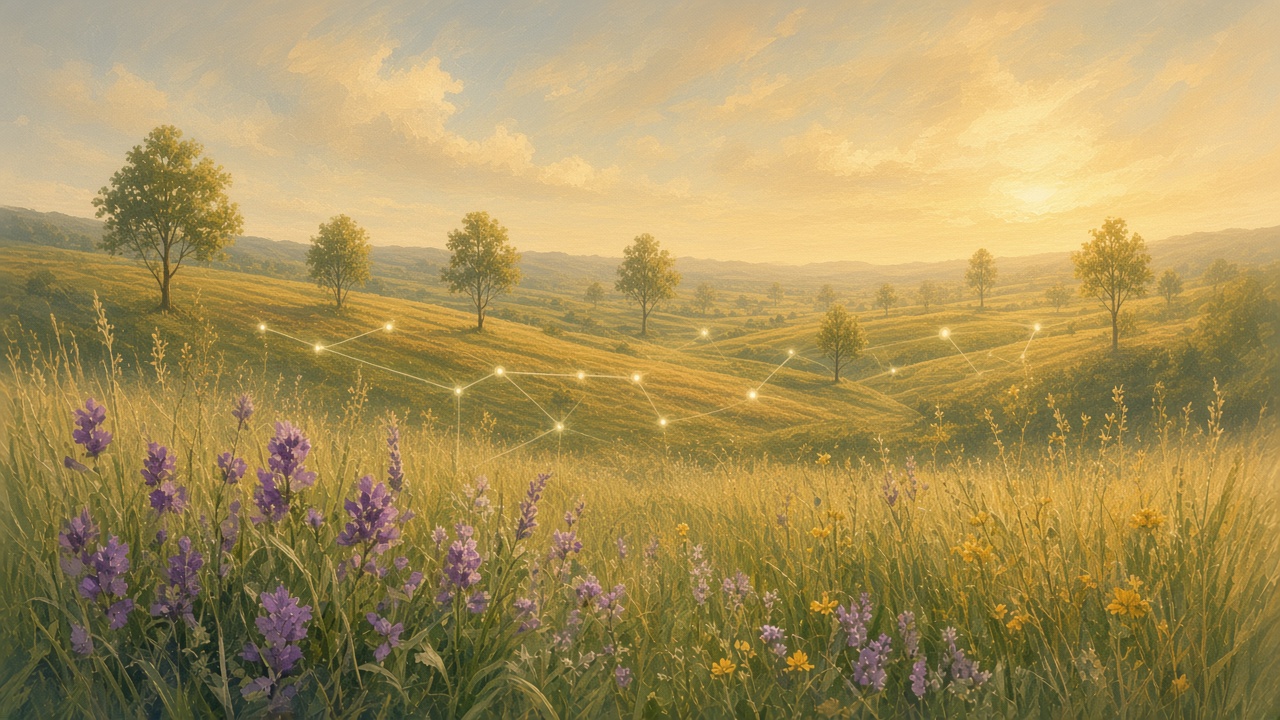 Painted seeds scattered across fields that still regrow the same tree