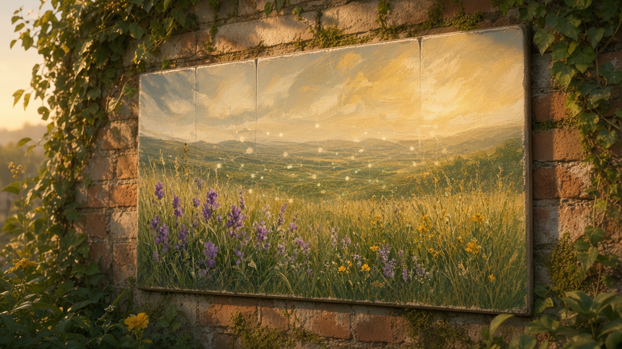 Painted ceramic tile that keeps every color edge sharp on a garden wall