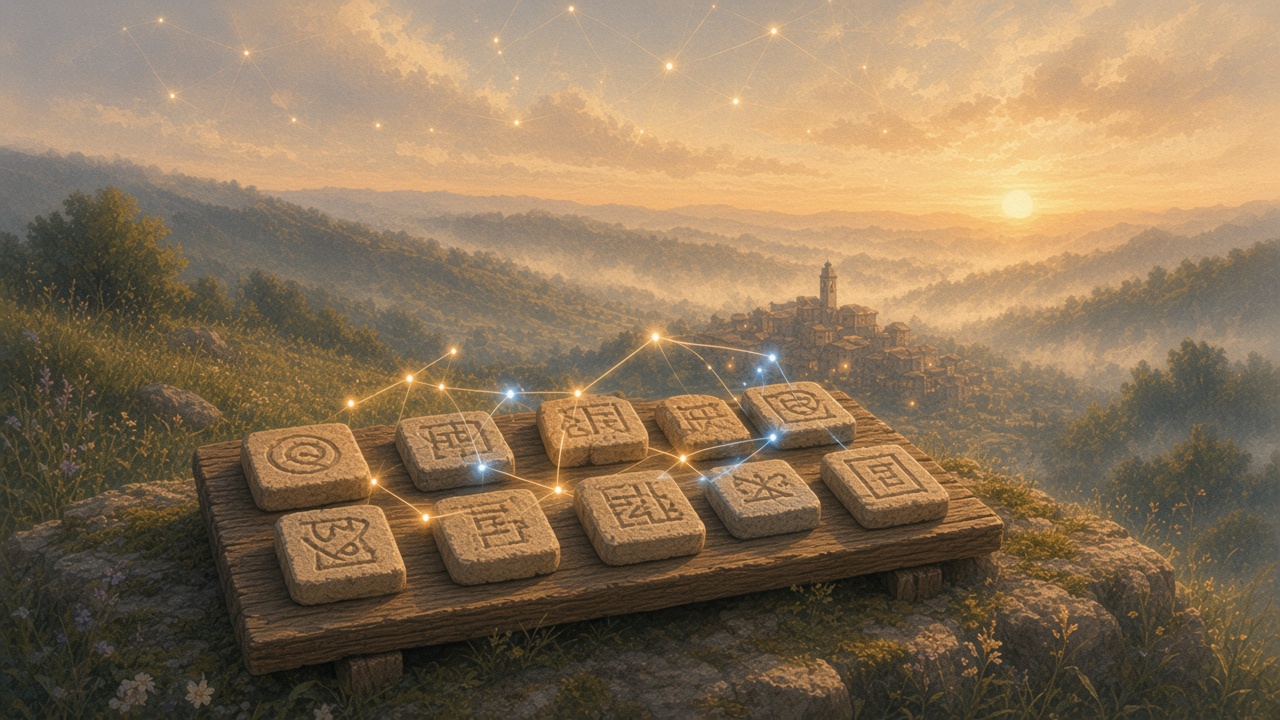 Painted shelf of quiet glyph tiles that need no distant courier